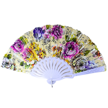 Éventail à motif fleur Blanc