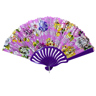 Éventail à motif fleur Violet