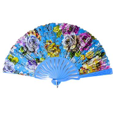 Éventail à motif fleur bleu...