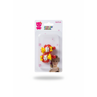 Lot de 2 barrettes jaune rouge