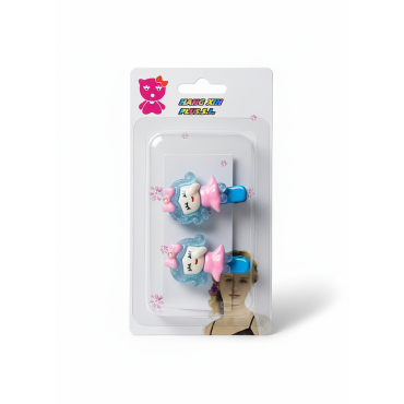 Lot de 2 barrettes rose bleu