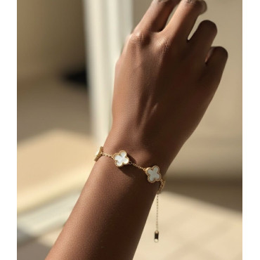 Fétiche trèfle plaqué or blanc