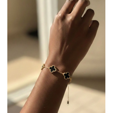 Fétiche trèfle plaqué or noir