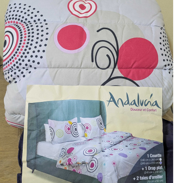 Couette + 1 drap + 2 taies...