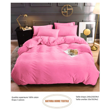 Drap Velours 3 pièces rose N°4
