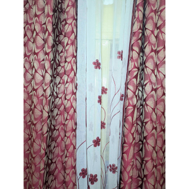 Rideaux brocard 3 pièces rouge